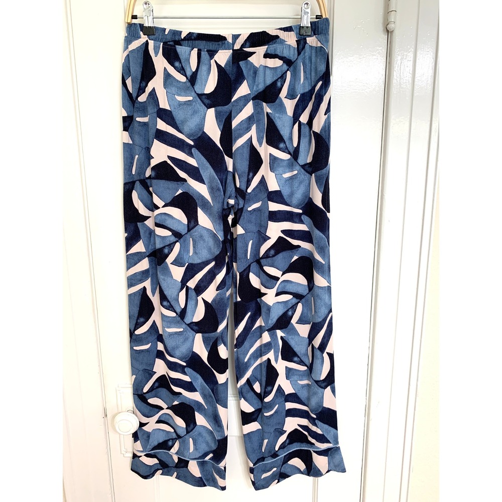 Soma Cool Nights Piped Short Sleeve Notch Collar Pajama Set Tropical Blue Size M - Picture 14 of 16